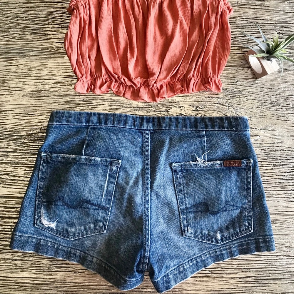 7 For All Mankind‎ Wash Distressed Denim Shorts 27 - Picture 2 of 3